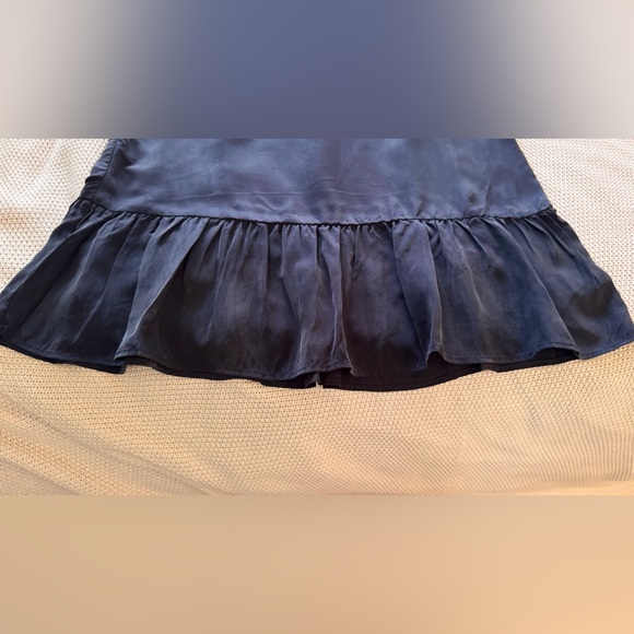 EVEREVE Cupro Navy Blue Ruffle Hem Mini Dress - Super SOFT Fabric!! - Picture 5 of 16